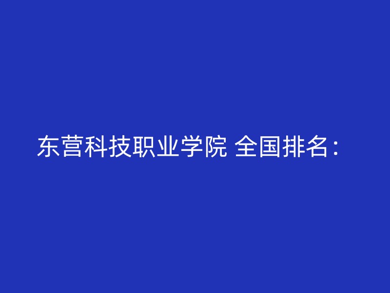 东营科技职业学院 全国排名：