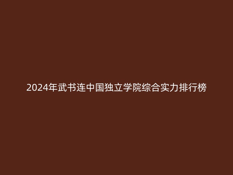 2024年武书连中国独立学院综合实力排行榜