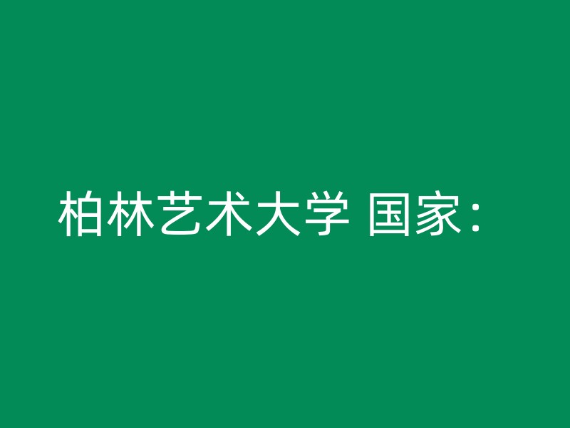 柏林艺术大学 国家：