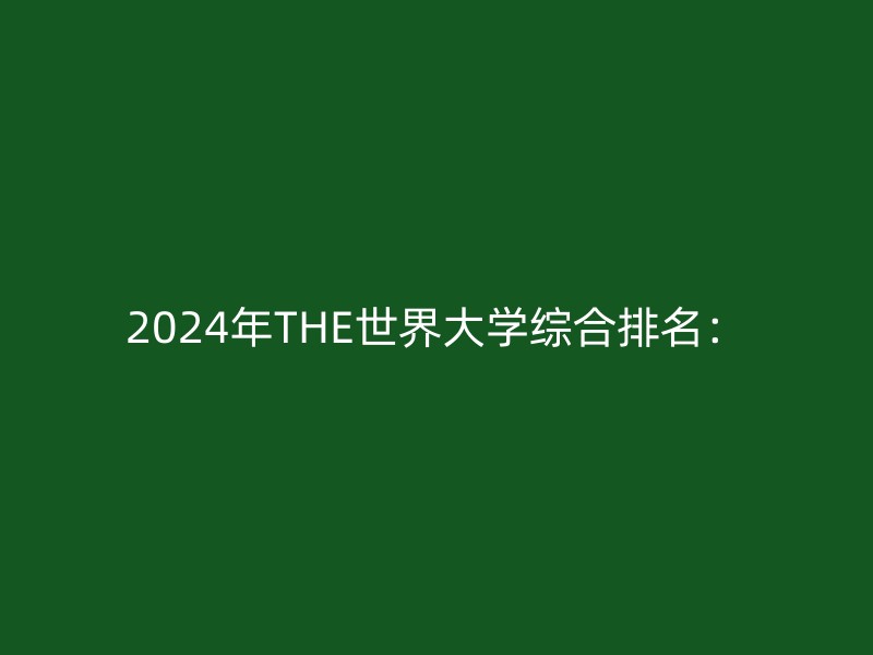 2024年THE世界大学综合排名：