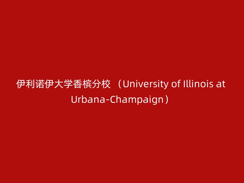 伊利诺伊大学香槟分校 （University of Illinois at Urbana-Champaign）