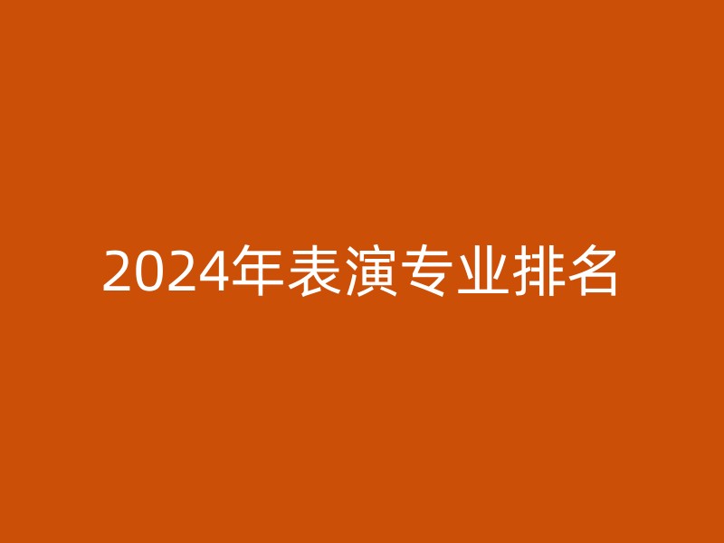 2024年表演专业排名