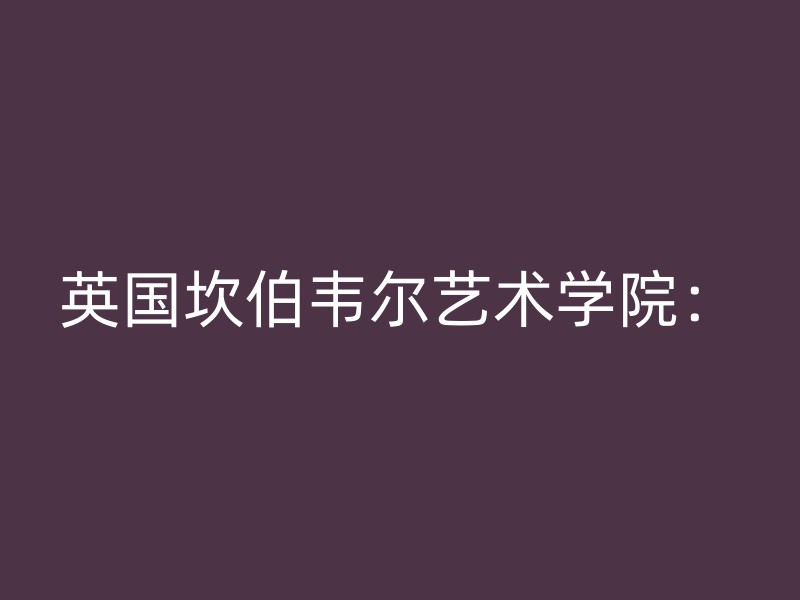 英国坎伯韦尔艺术学院：