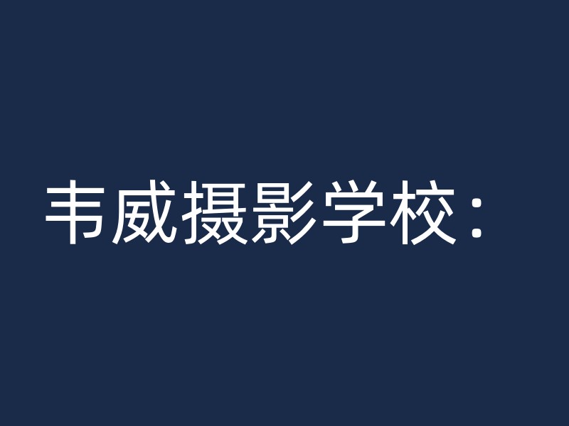 韦威摄影学校：