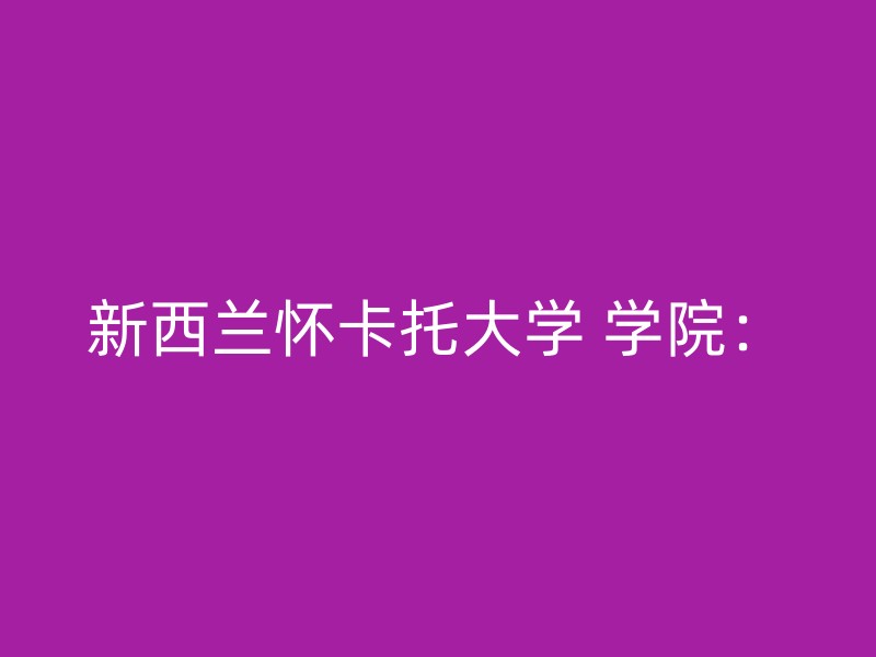 新西兰怀卡托大学 学院：