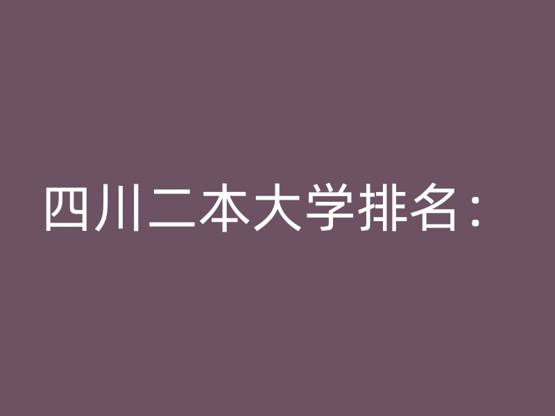 四川二本大学排名：