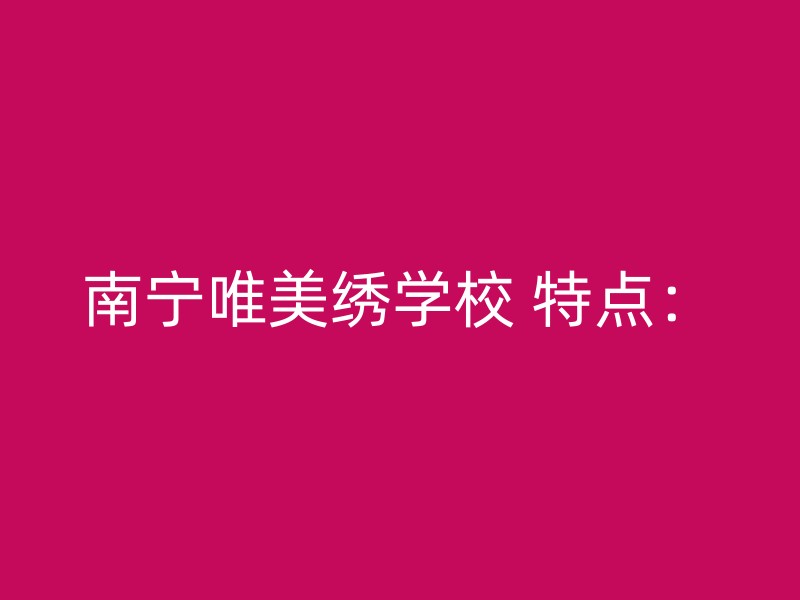 南宁唯美绣学校 特点：