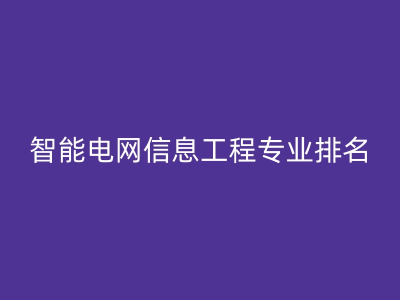 智能电网信息工程专业排名