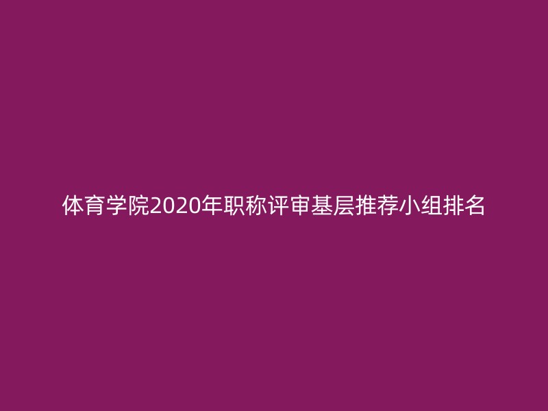 体育学院2020年职称评审基层推荐小组排名