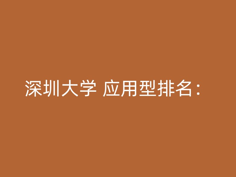 深圳大学 应用型排名：