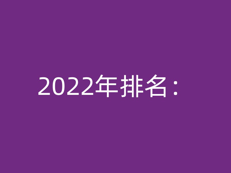 2022年排名：