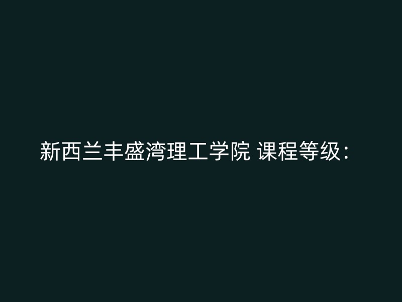 新西兰丰盛湾理工学院 课程等级：