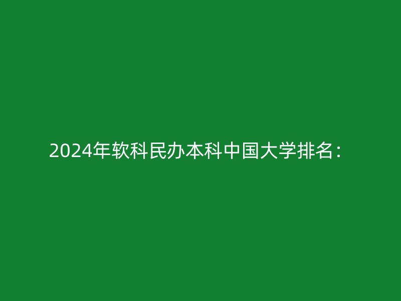 2024年软科民办本科中国大学排名：