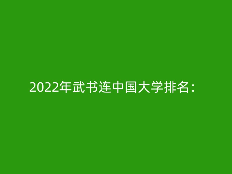 2022年武书连中国大学排名：