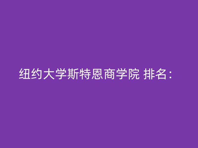 纽约大学斯特恩商学院 排名：