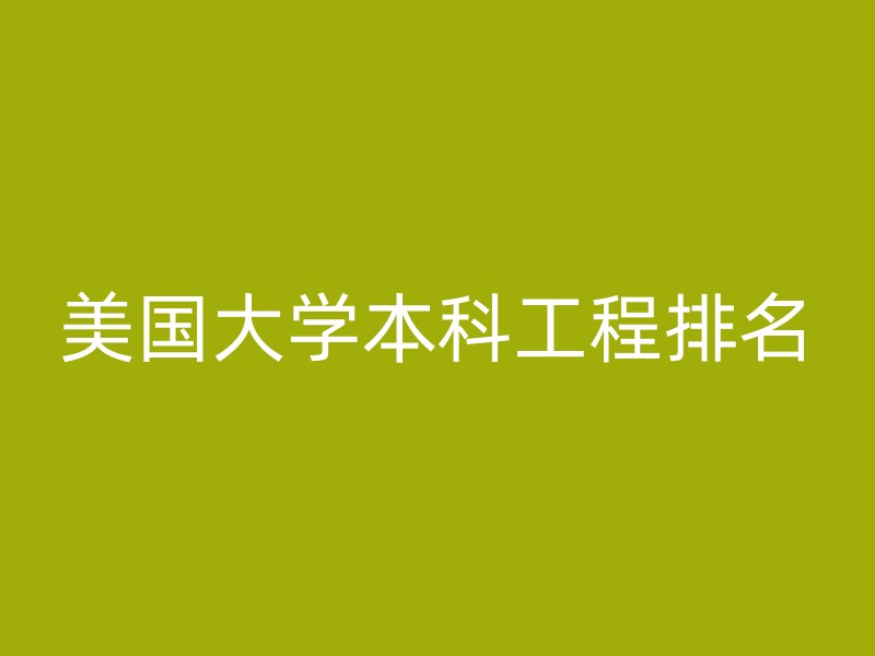 美国大学本科工程排名