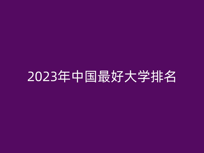 2023年中国最好大学排名