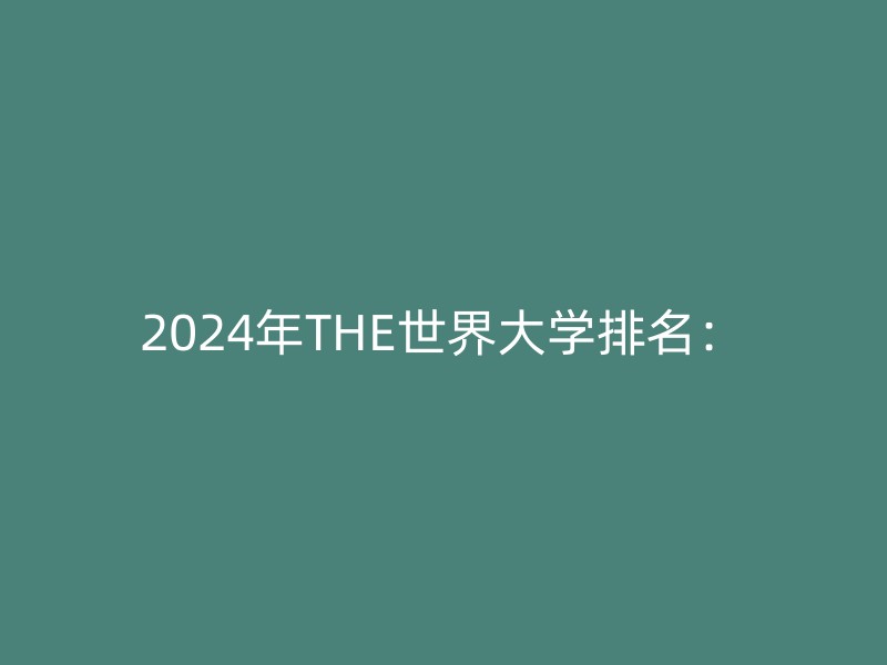 2024年THE世界大学排名：