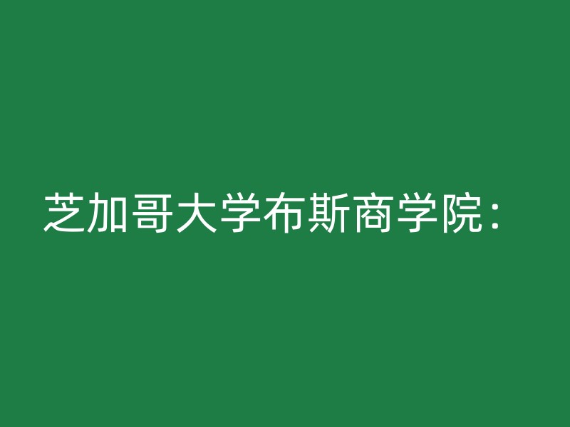 芝加哥大学布斯商学院：