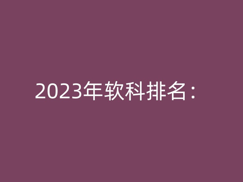 2023年软科排名：