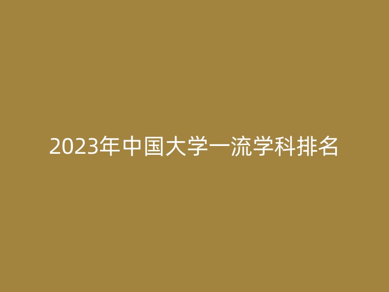 2023年中国大学一流学科排名