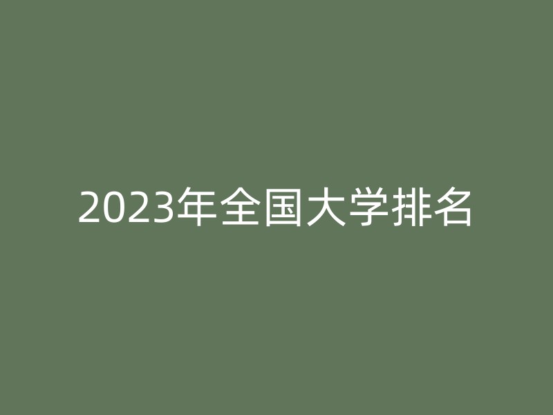 2023年全国大学排名