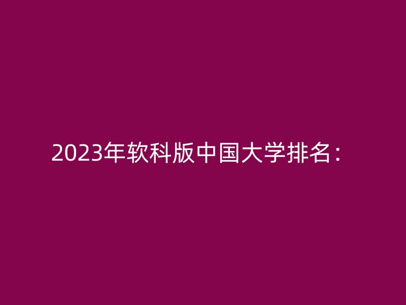 2023年软科版中国大学排名：