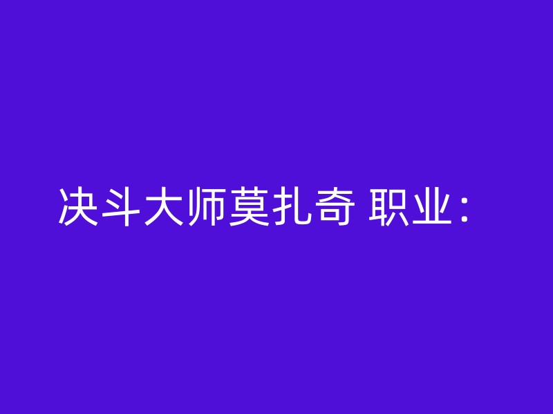 决斗大师莫扎奇 职业：