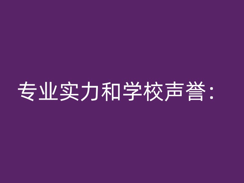 专业实力和学校声誉：