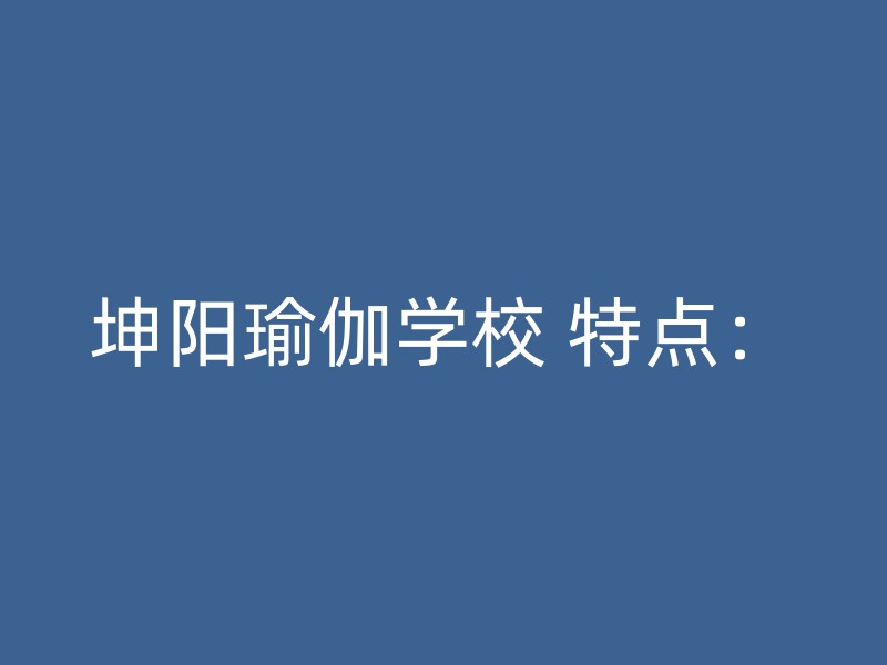 坤阳瑜伽学校 特点：