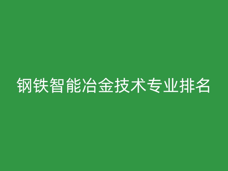 钢铁智能冶金技术专业排名