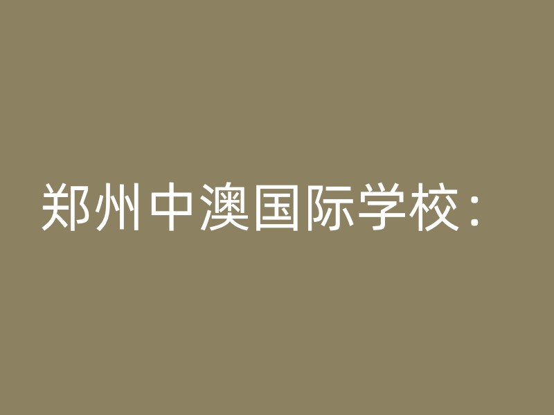 郑州中澳国际学校：