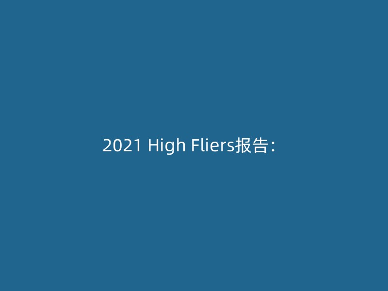 2021 High Fliers报告：