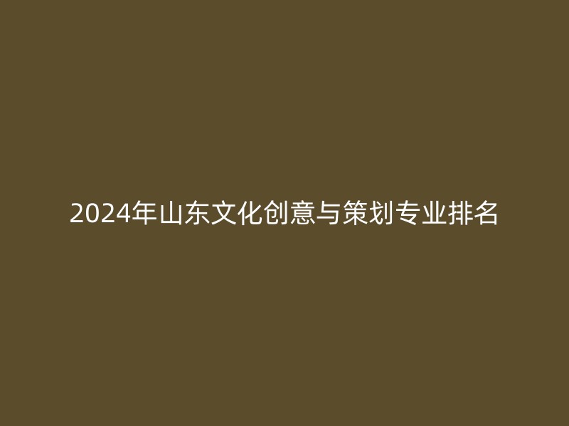 2024年山东文化创意与策划专业排名