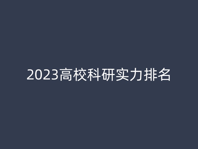 2023高校科研实力排名