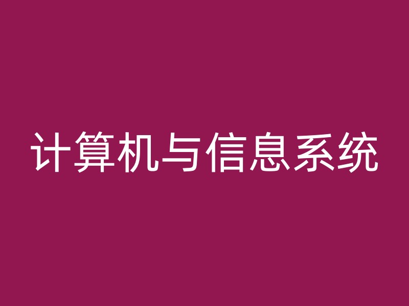 计算机与信息系统