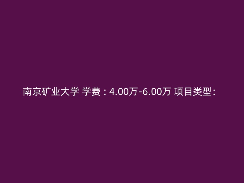 南京矿业大学 学费 : 4.00万-6.00万 项目类型：