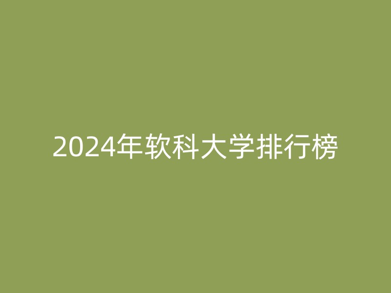 2024年软科大学排行榜