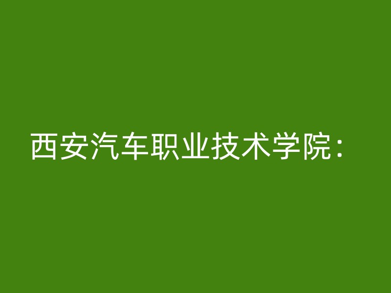 西安汽车职业技术学院：