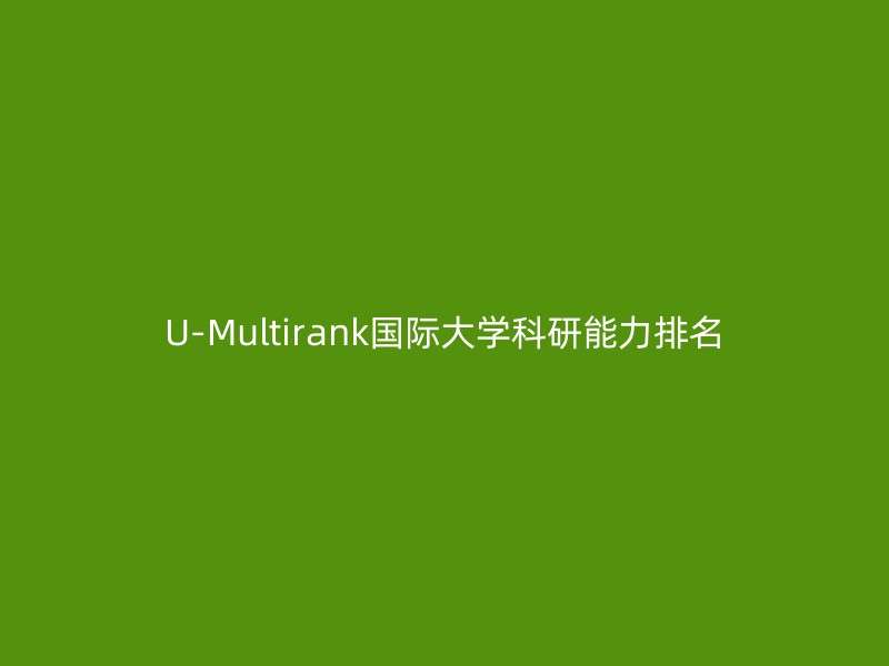 U-Multirank国际大学科研能力排名