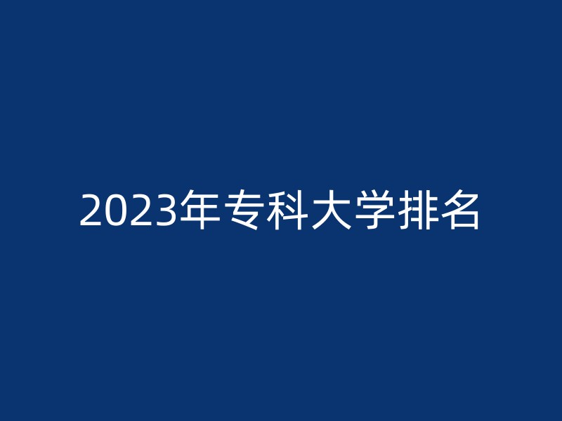 2023年专科大学排名