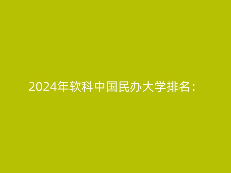 2024年软科中国民办大学排名：