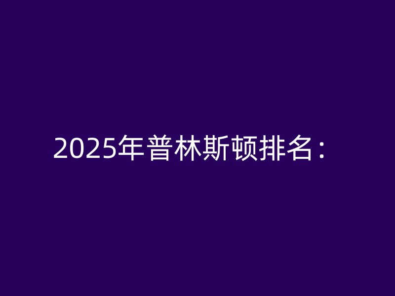 2025年普林斯顿排名：