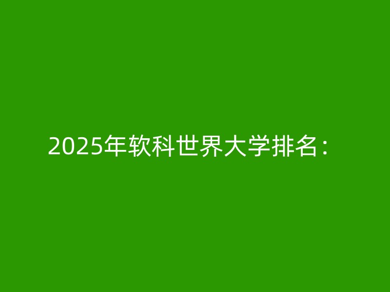 2025年软科世界大学排名：