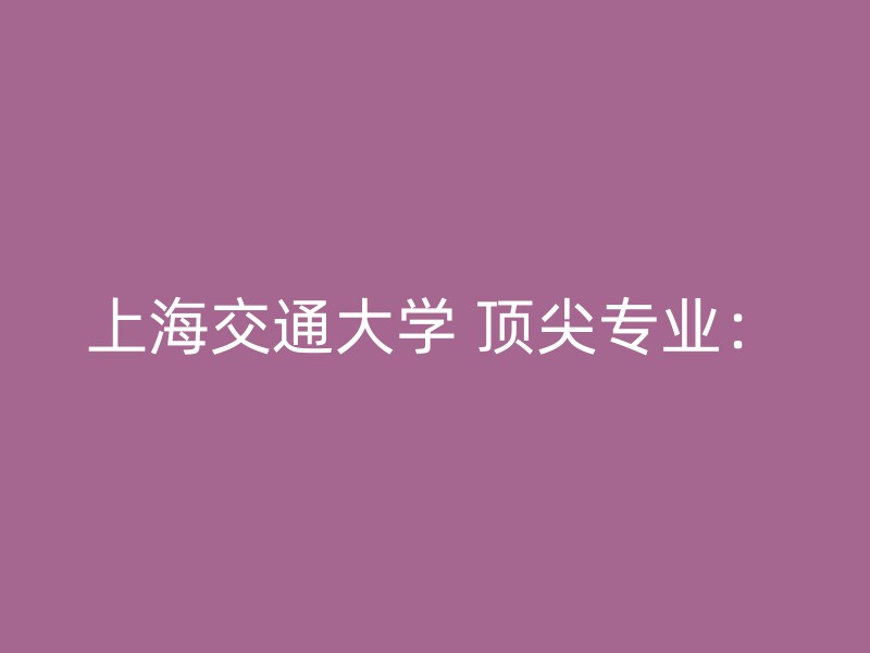 上海交通大学 顶尖专业：