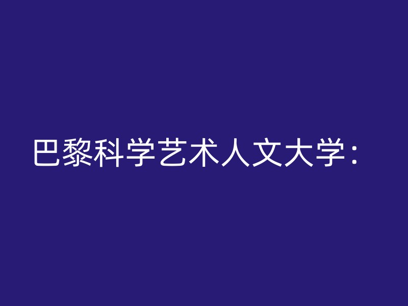 巴黎科学艺术人文大学：