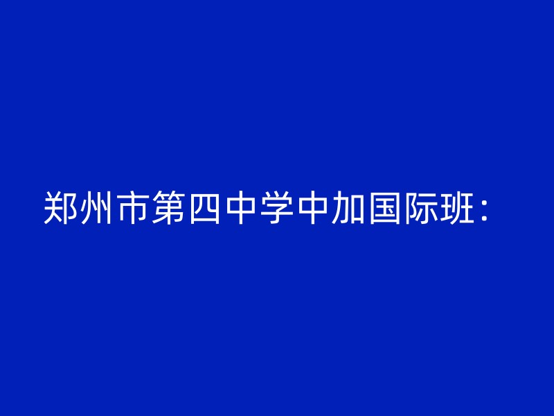 郑州市第四中学中加国际班：