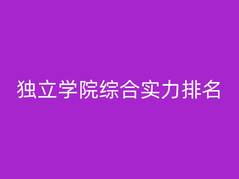 独立学院综合实力排名