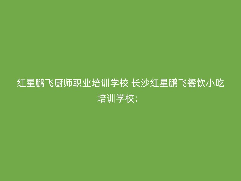 红星鹏飞厨师职业培训学校 长沙红星鹏飞餐饮小吃培训学校：