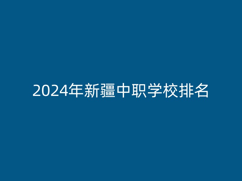 2024年新疆中职学校排名